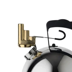 kedel - Vandkedel med melodisk fløjte - 2L - Messing fløjte og sort håndtag*Alessi Best