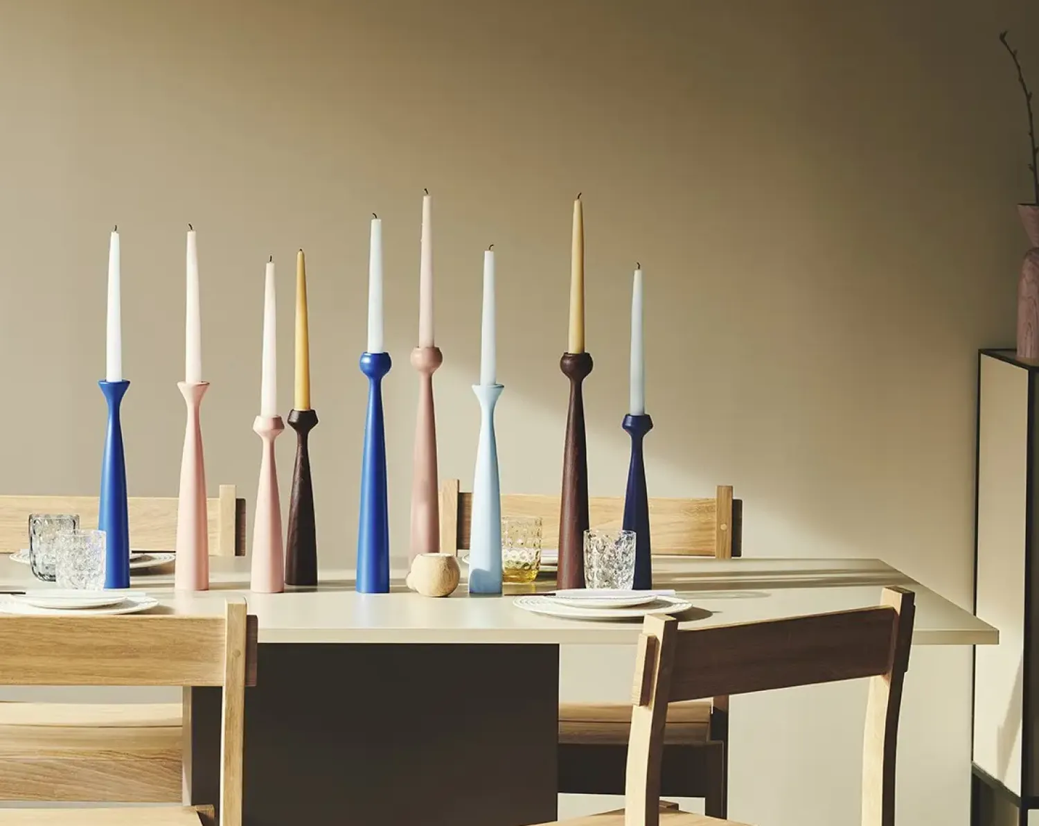 - Lysestage - Blossom Tulip - Sky Blue - Blå - H:33,5 cm^Applicata New