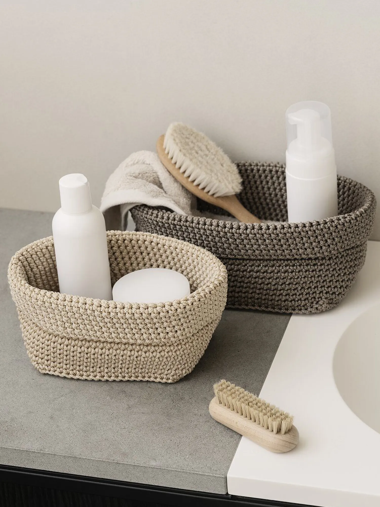- Crochet Rope Basket - L - Bark - TELA*Blomus Outlet