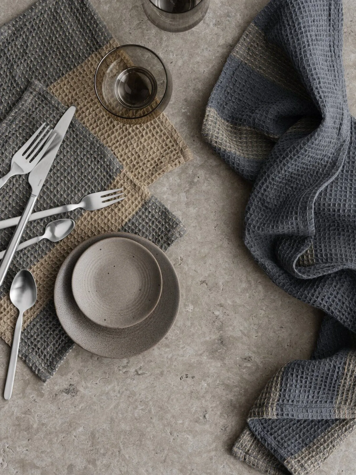 - Dish Cloth, Set of 2 pcs - Steel Gray/ Tan - GANO^Blomus Best