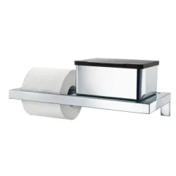 - Toilet Paper Holder with glass shelf - polished - MENOTO^Blomus Best