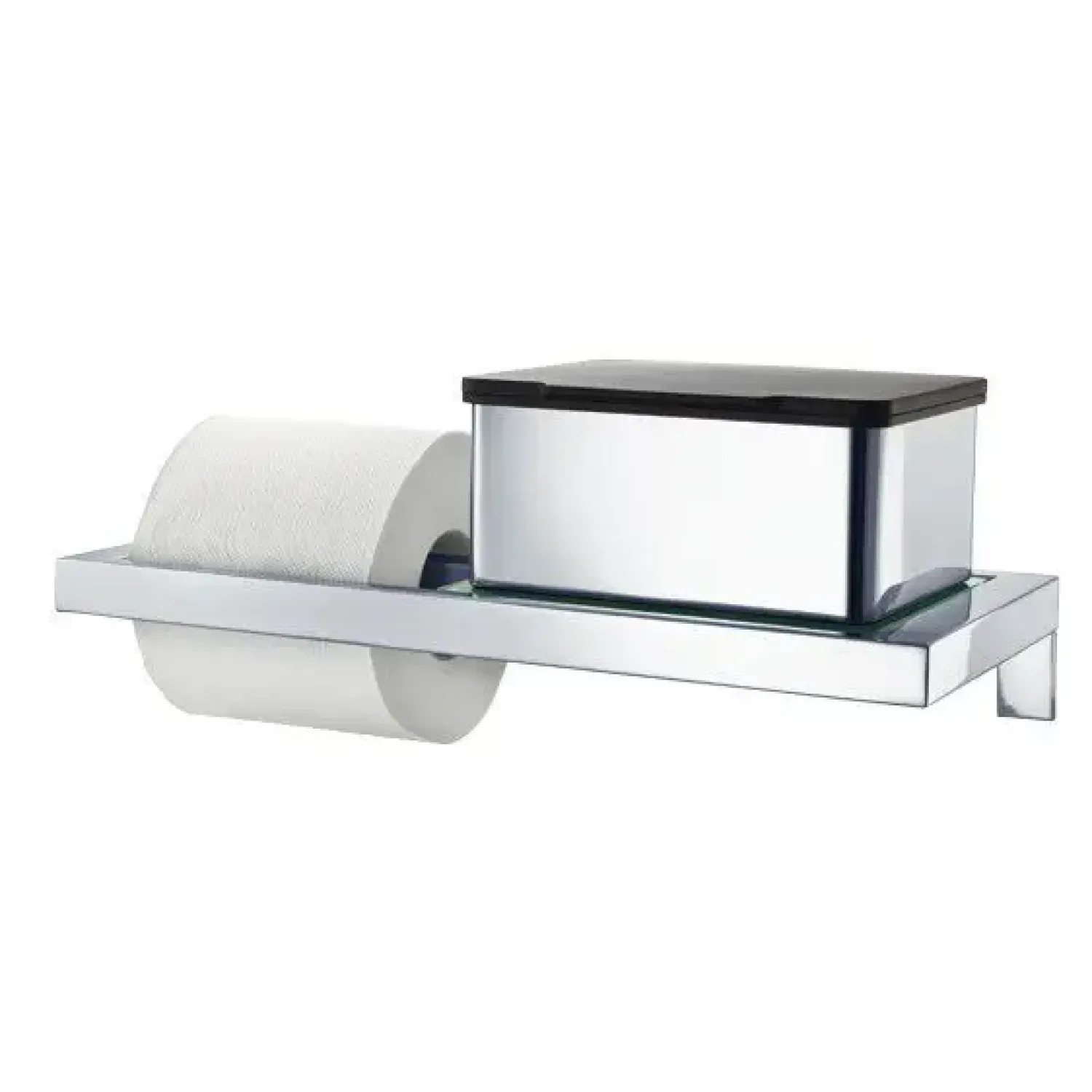 - Toilet Paper Holder with glass shelf - polished - MENOTO^Blomus Best