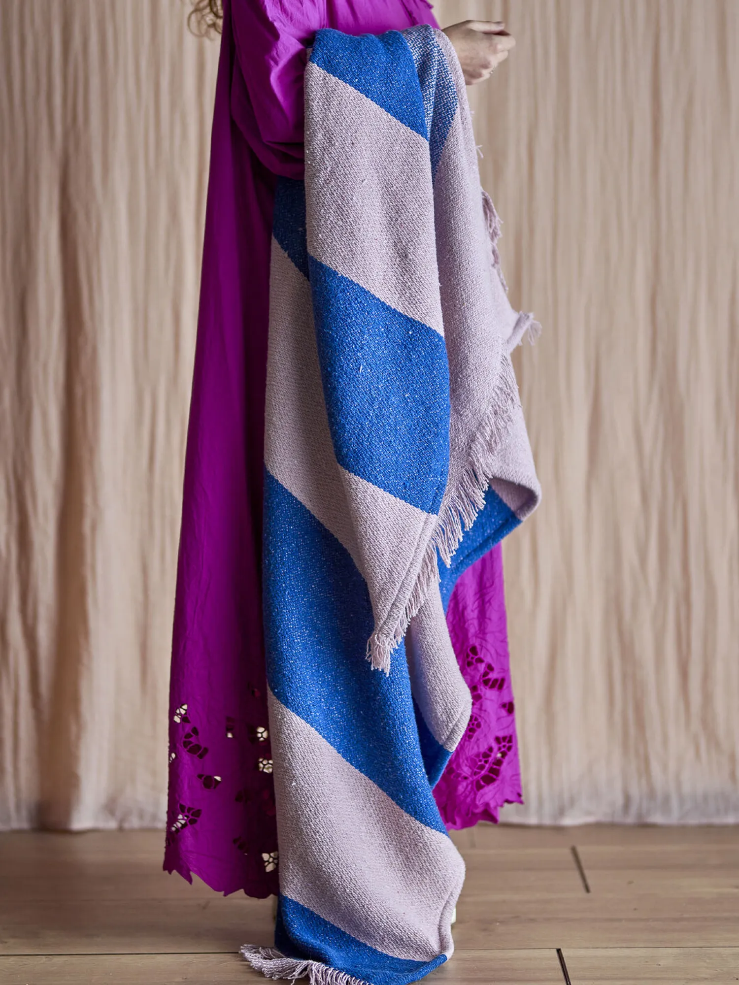 - Cadeo Plaid, Blå, Genanvendt Bomuld*Bloomingville Clearance