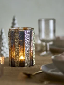 - Cicilia Fyrfadsstage, Guld, Glas^Bloomingville Clearance