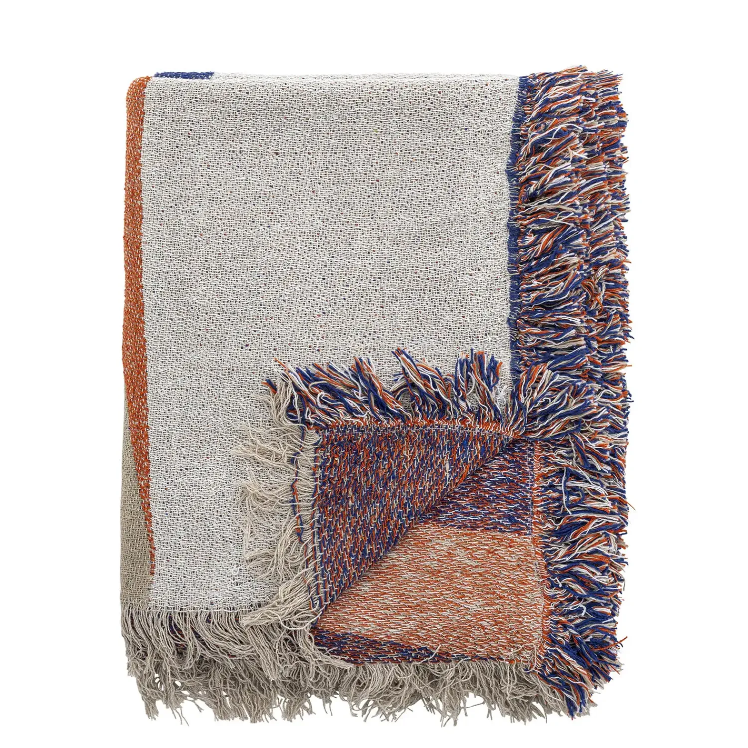 - Clarita Plaid, Orange, Genanvendt Bomuld^Bloomingville Discount