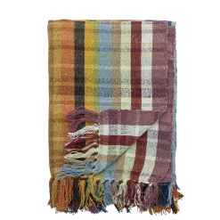 - Elmy Plaid, Orange, Genanvendt Bomuld^Bloomingville