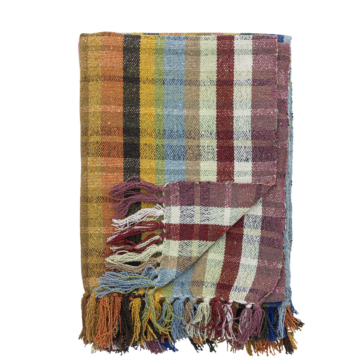 - Elmy Plaid, Orange, Genanvendt Bomuld^Bloomingville