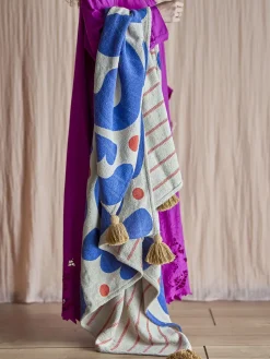 - Eviaya Plaid, Blå, Genanvendt Bomuld*Bloomingville Hot