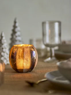 - Felecia Fyrfadsstage, Guld, Genanvendt Glas*Bloomingville