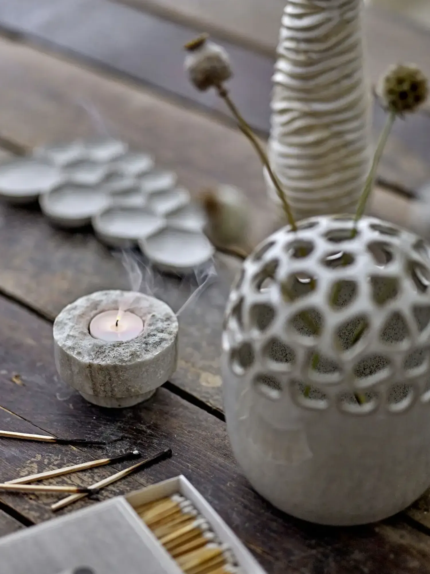 - Forli Fyrfadsstage, Natur, Marmor*Bloomingville