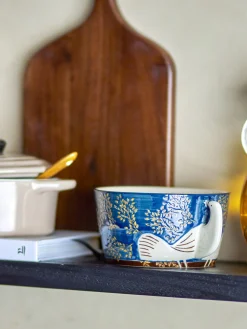 - Hezha Skål, Blå, Stentøj*Bloomingville Clearance