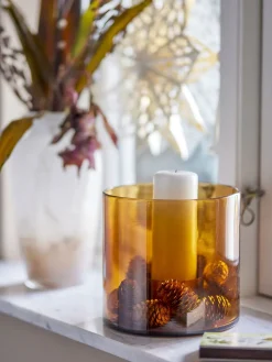 - Kahlah Lysestage, Brun, Genanvendt Glas*Bloomingville