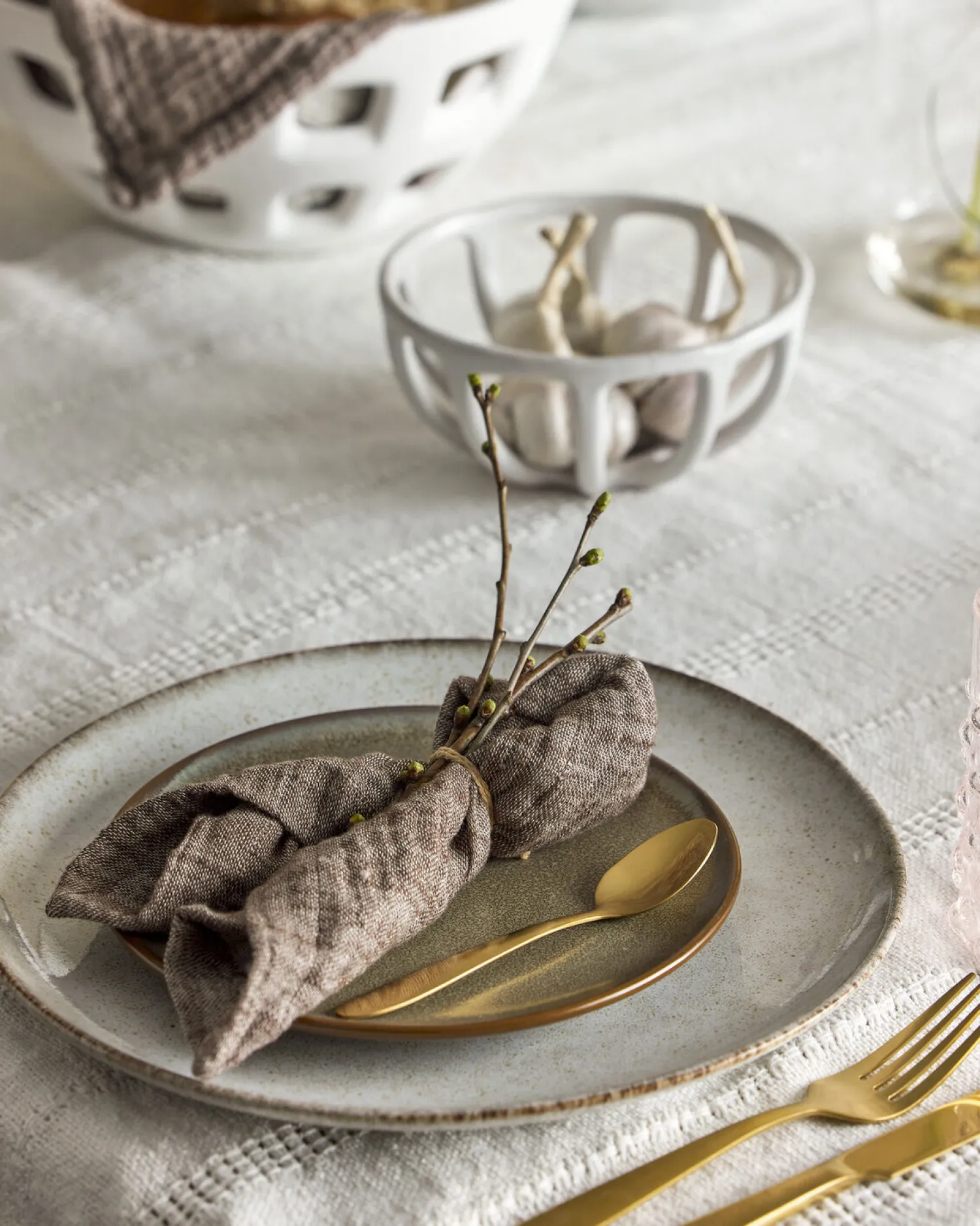 - Sandrine Bordservice Sæt, Natur, Stentøj^Bloomingville Outlet