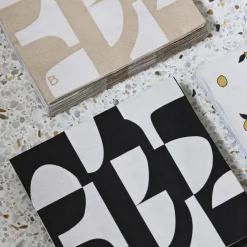 - Papirservietter - Lara - 33x33 cm - Black/Off white^Broste Copenhagen Discount