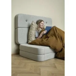 - KK 3 Fold sofa XL 140 cm - Beige med sandfarvet knapper^By KlipKlap Sale