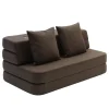 - KK 3 Fold sofa XL 140 cm - Brun m. sandfarvede knapper^By KlipKlap Hot