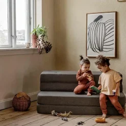 - KK 3 Fold sofa XL 140 cm - Brun m. sandfarvede knapper^By KlipKlap Hot