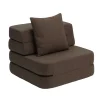 - Sofa - KK 3 Fold Sofa Single Soft - Brun m. sandfarvet knap^By KlipKlap Discount