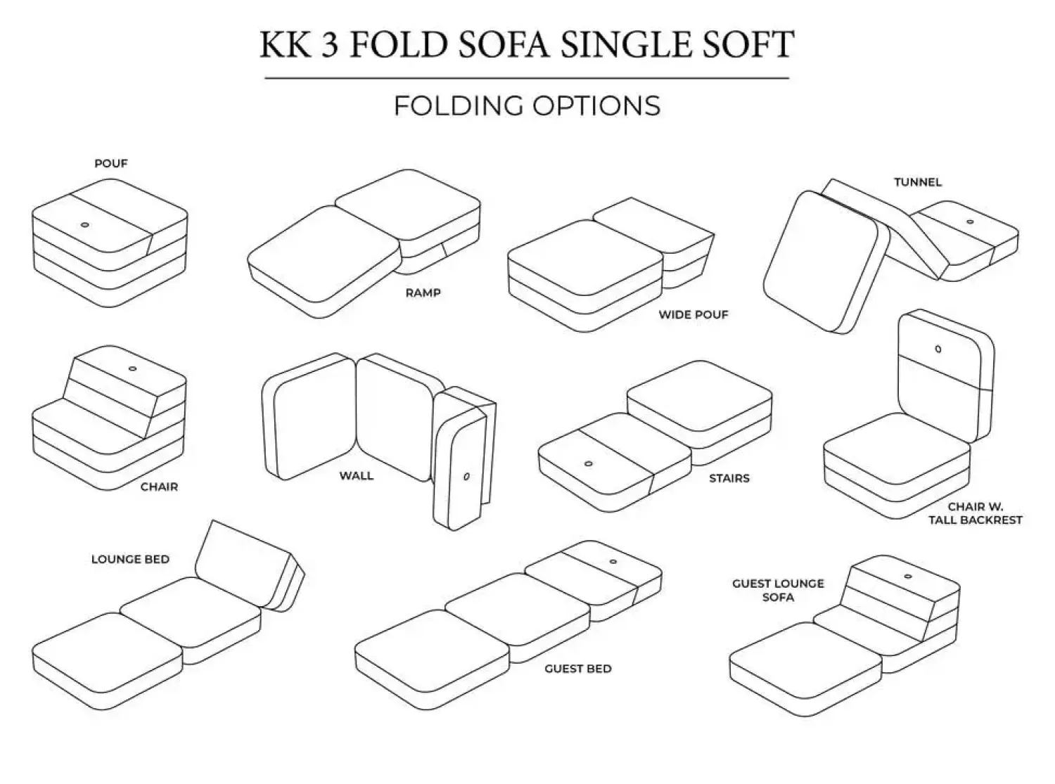 - Sofa - KK 3 Fold Sofa Single Soft - Sandfarvet*By KlipKlap Outlet