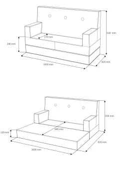 børnesofa - KK Kids Sofa - Beige med Sandfarvet knap*By KlipKlap Best