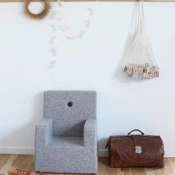 børnestol - KK Kids chair XL - Multi grå med grå knap^By KlipKlap Online