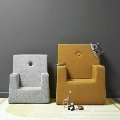 børnestol - KK Kids chair - Multigrå med grå knap*By KlipKlap Outlet