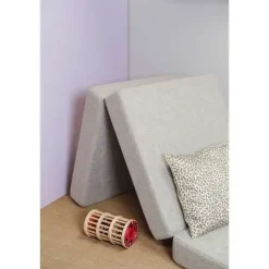 madras - KK 3 fold single - Beige med sandfarvet knapper^By KlipKlap Online