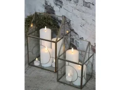 - Bloklys LED inkl. batteri - Hvid (H:10 cm)*Chic Antique Discount