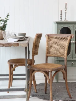 - Fransk spisebordsstol med flet - Natur*Chic Antique Clearance