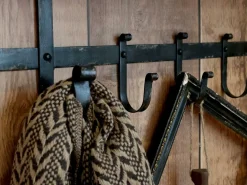 - Hylde med 5 knager - Antique Sort*Chic Antique Sale