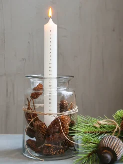 - Krone Kalenderlys - Hvid m. Guld tal*Chic Antique Sale