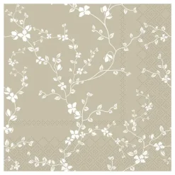 - Serviet - Blomster - 16x16 cm - Lys Latte*Chic Antique Outlet