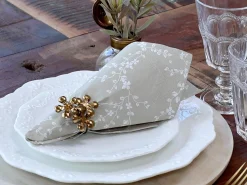 - Serviet - Blomster - 16x16 cm - Lys Latte*Chic Antique Outlet