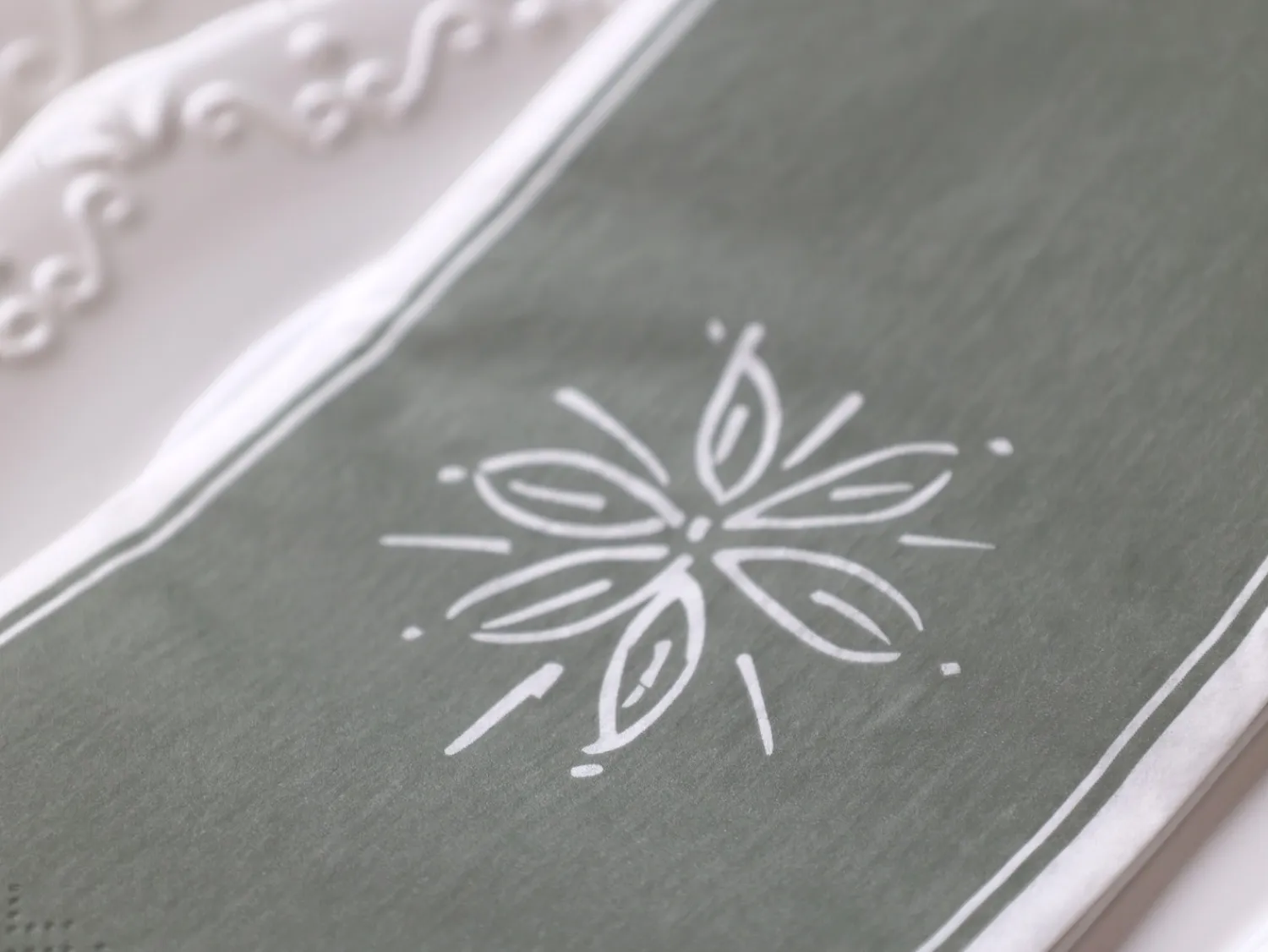 - Serviet - Blomst - 20x10 cm - Verte*Chic Antique Outlet