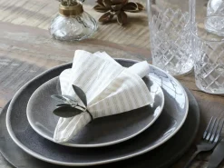 - Serviet - Striber - 16x16 cm - Hør*Chic Antique Sale