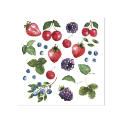 - Serviet - Vilde bær - 16x16 cm - Hvid^Chic Antique New