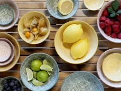 - Skåle - Arés Latteskål m. mønster - Sæt af 5 stk. - Gul / Sennep^Chic Antique Sale