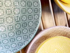 - Skåle - Arés Latteskål m. mønster - Sæt af 5 stk. - Gul / Sennep^Chic Antique Sale