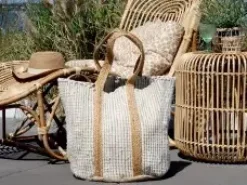 Chic Antique - Strandtaske i genbrugsgarn - 60 x 40 x 30 - Hvid* Online