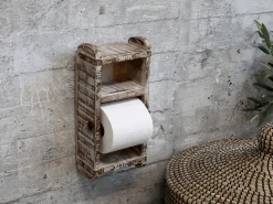 - Toiletrulleholder - Rustik i træ - 30x15x10 cm^Chic Antique New