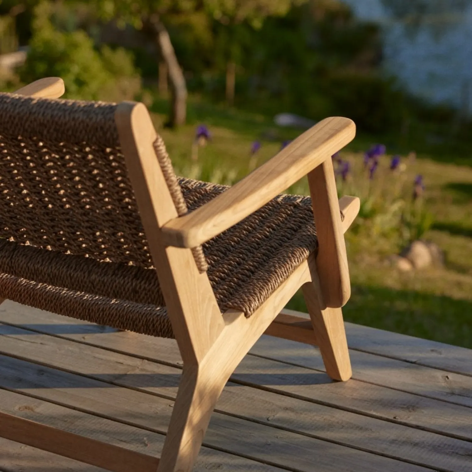 - Eya Garden lounge stol i teak med Viro reb til udendørs brug*Cinas Discount