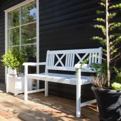 - Havebænk - Rosenborg bænk 120x59cm hvid mahogni*Cinas Outlet