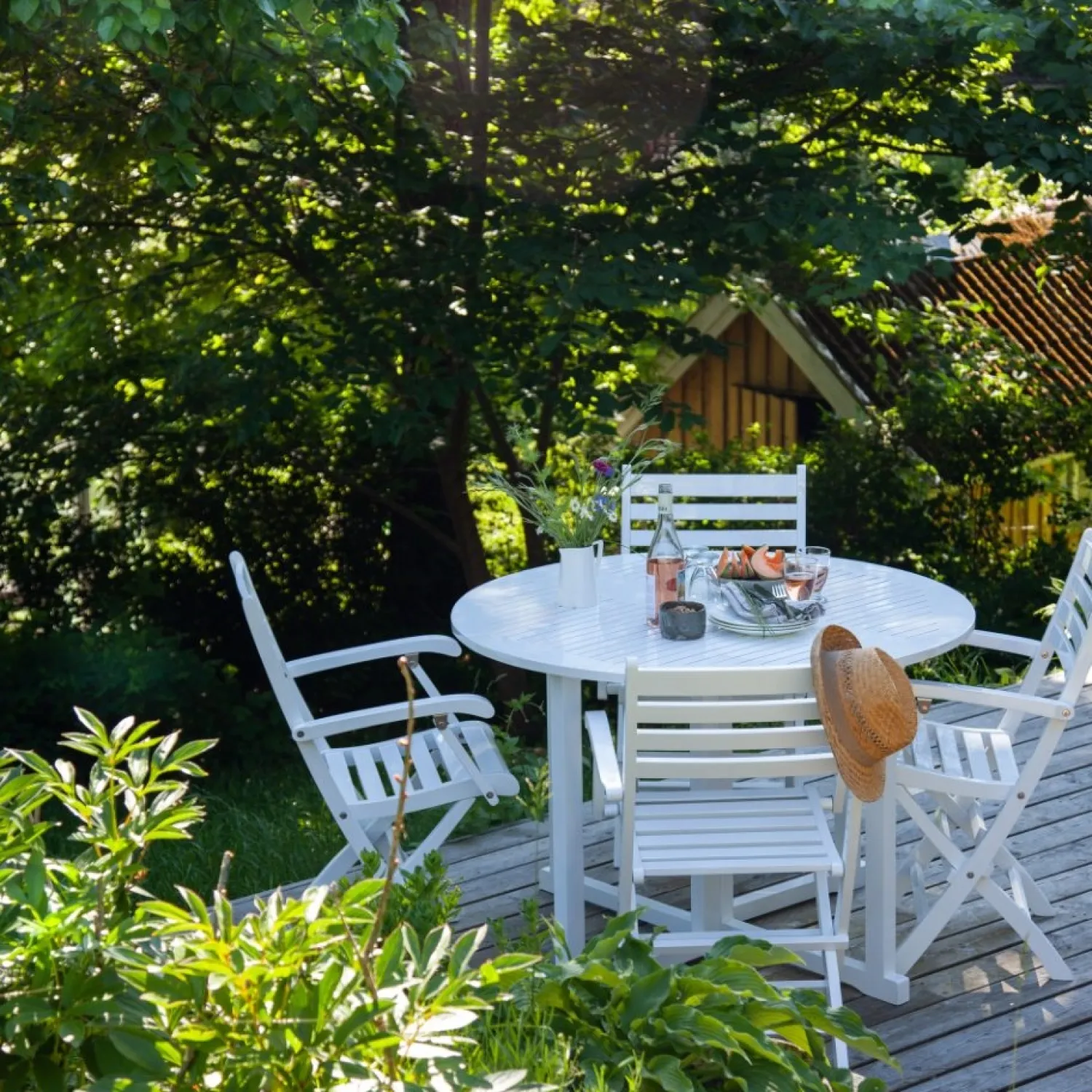 - Havebord - Butterfly bord rundt Ø110cm PU hvid*Cinas New