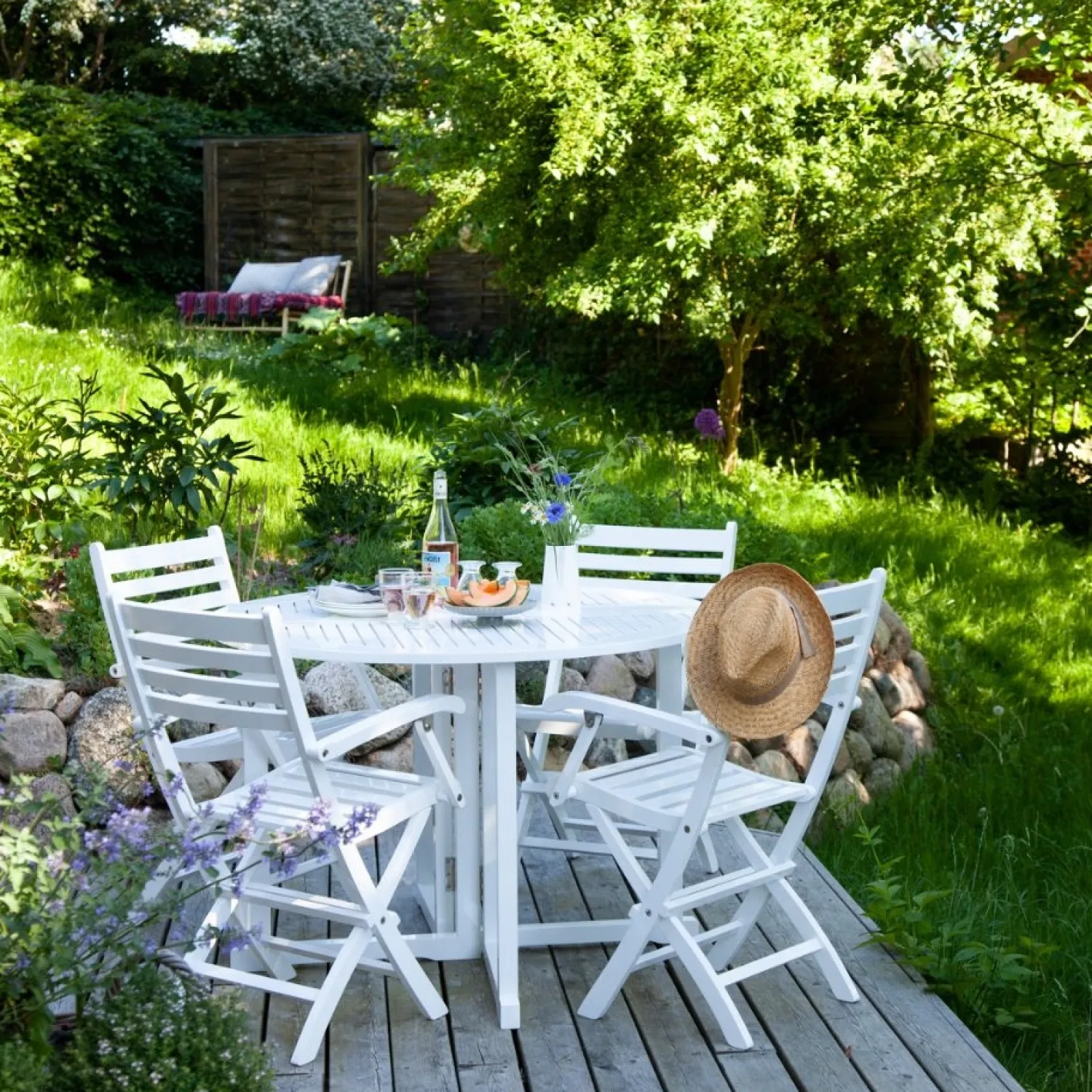 - Havebord - Butterfly bord rundt Ø110cm PU hvid*Cinas New