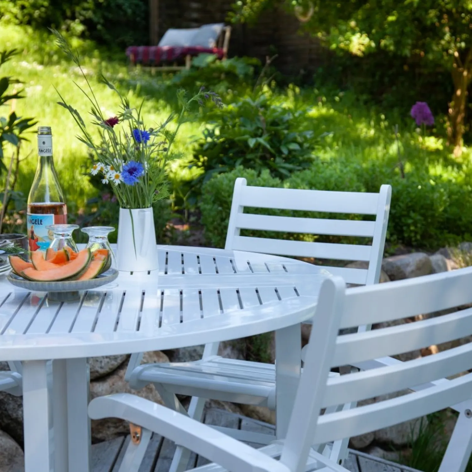 - Havebord - Butterfly bord rundt Ø110cm PU hvid*Cinas New