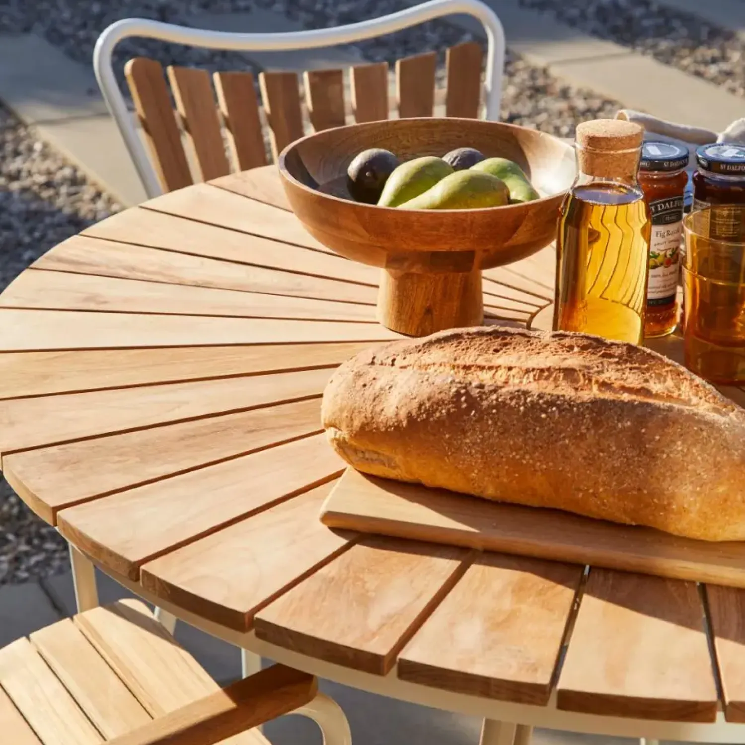 - Havebord - Ellen bord Ø110cm hvid/teak*Cinas