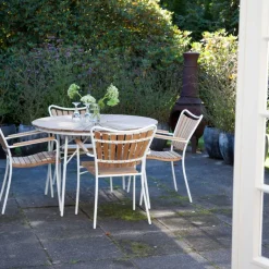 - Havebord - Ellen bord Ø110cm hvid/teak*Cinas