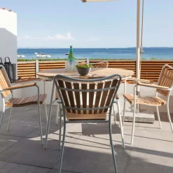 - Havebord - Ellen bord Ø110cm hvid/teak*Cinas