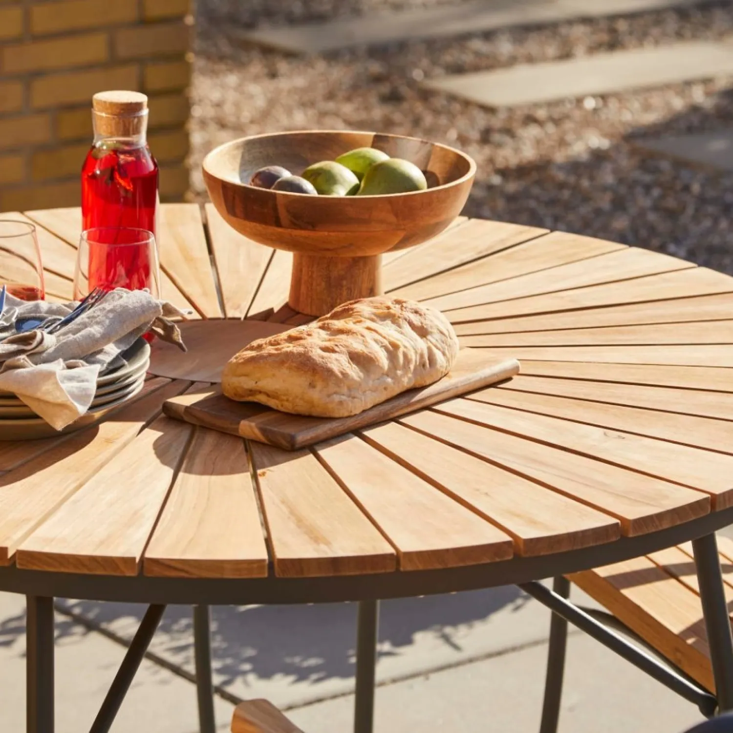 - Havebord - Ellen bord Ø110cm antracit/teak*Cinas Discount