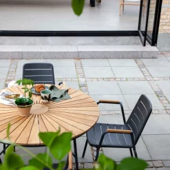 - Havebord - Ellen bord Ø110cm antracit/teak*Cinas Discount